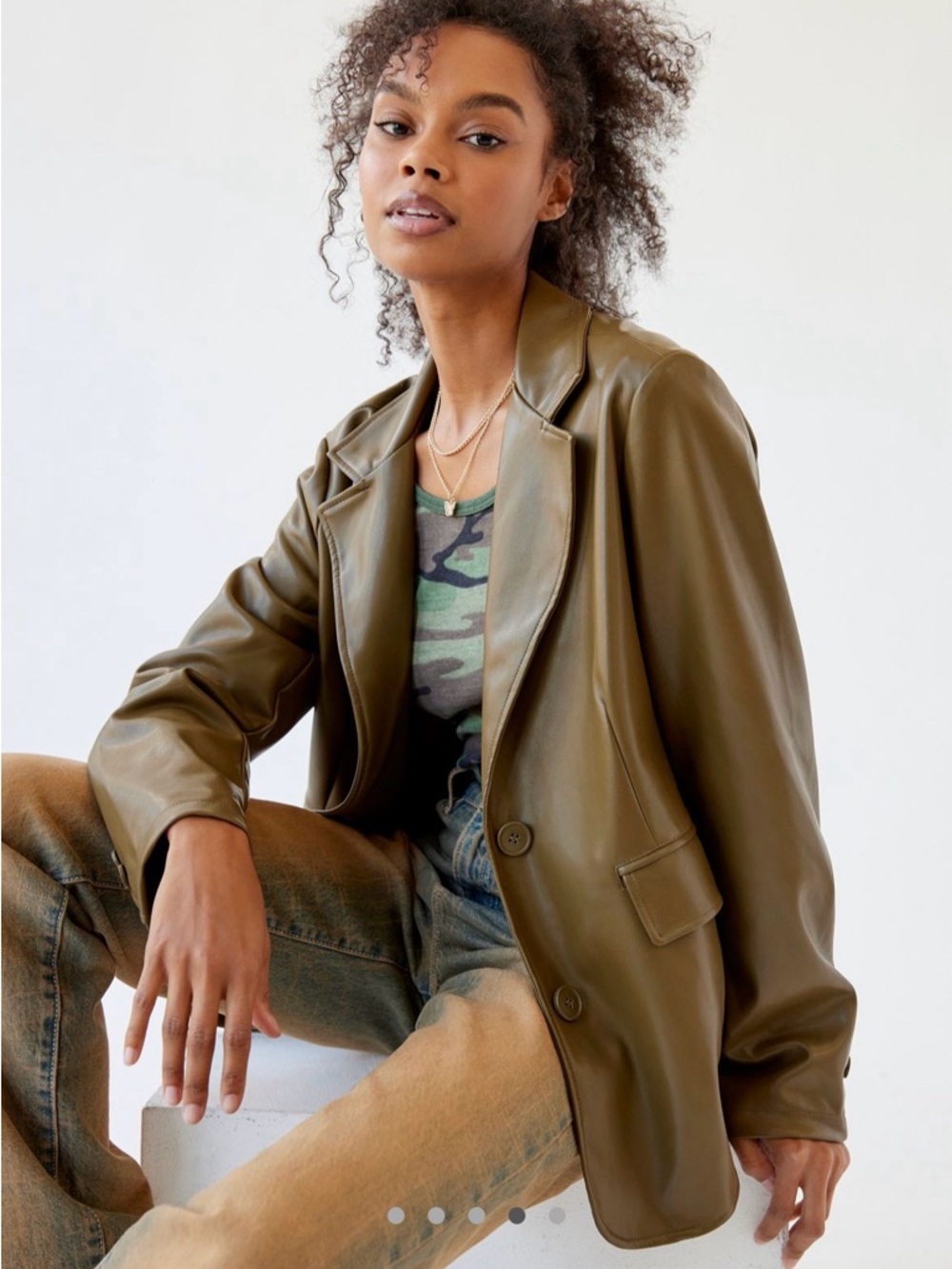 UO Jules Oversized Faux Leather Blazer